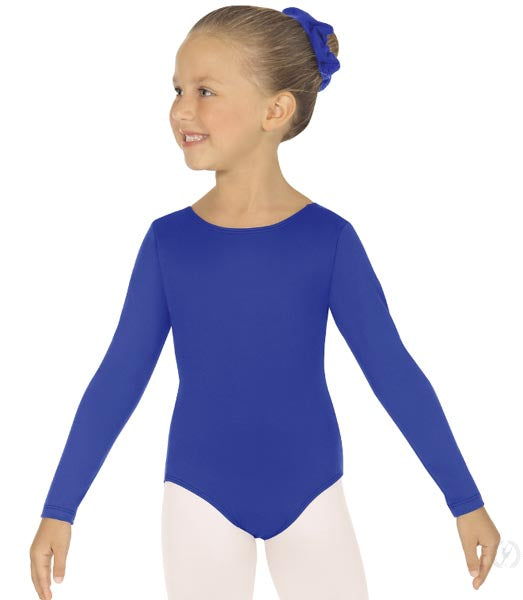 Eurotard 44265C Girls Microfiber Long Sleeve Leotard Royal
